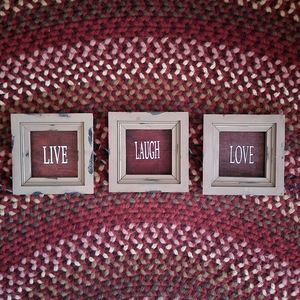 Sweet Country Decor 3pc Wooden Square "LIVE - LAUGH - LOVE" Wall Hanging Plaques